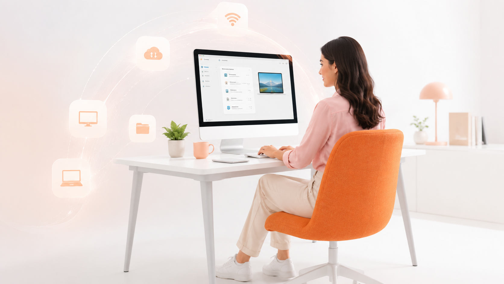 Person managing their connected devices from a desktop computer with SAAS Connect